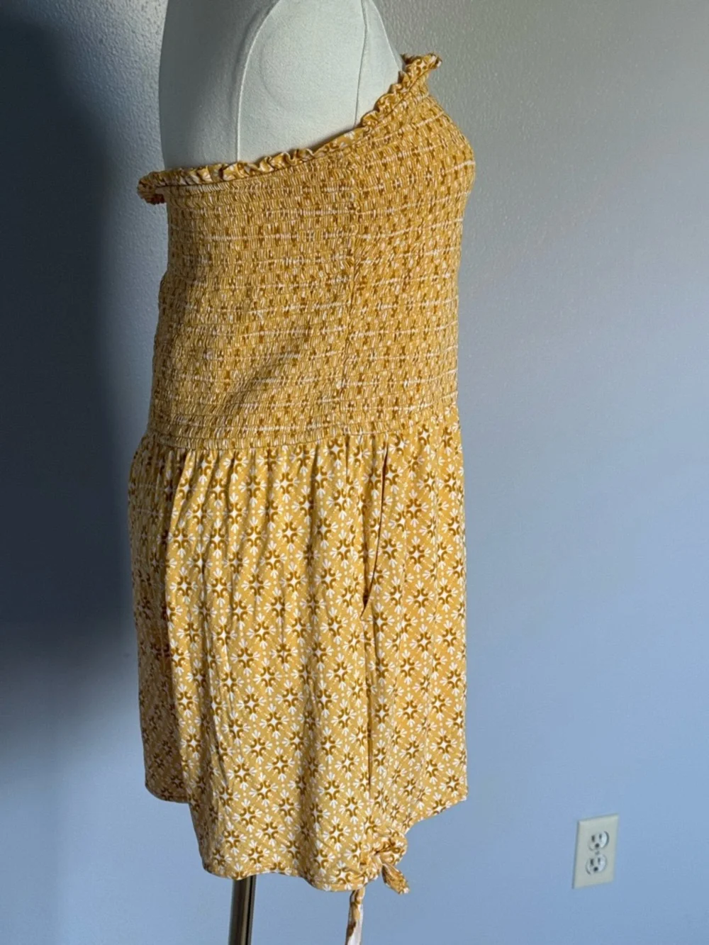 LOFT Beach Yellow Strapless Smocked Floral Romper Dress - Picture 3 of 7